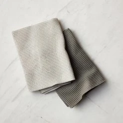 Lulu And Georgia Organic Harmony Collection Essential Waffle Dish Towels, Light Gray/Dark Gray (Set Of 2) By Hawkins New York