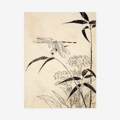Lulu And Georgia 'Dragonfly, Coxcomb And Bamboo' Print By Miyazaki Yūzen