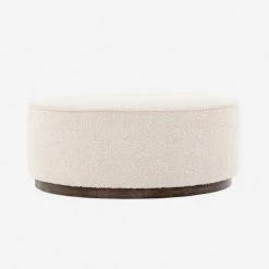 Lulu And Georgia Aldora Round Ottoman Bouclé + Textural Fabric