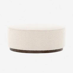 Lulu And Georgia Aldora Round Ottoman Bouclé + Textural Fabric