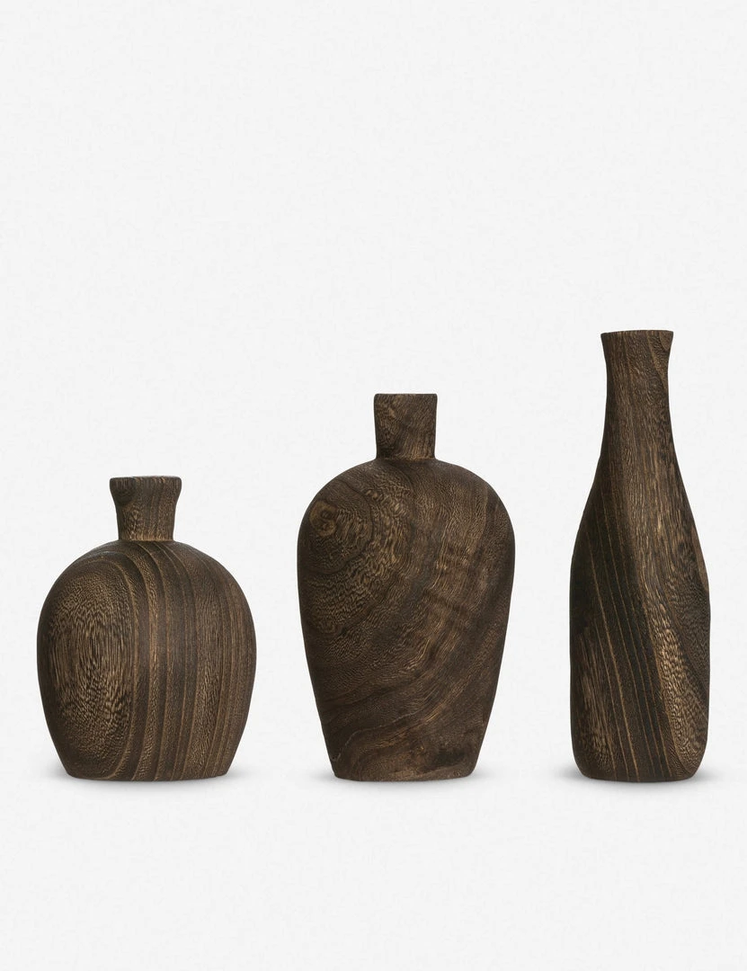 Lulu And Georgia Charlynn Wood Vases (Set Of 3) 6 Lulu And Georgia Charlynn Wood Vases (Set Of 3)