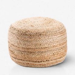Lulu And Georgia Patan Round Pouf, Natural Earth Tones