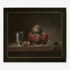 Lulu And Georgia Earth Tones 'Still Life With Peaches, A Silver Goblet, Grapes, And Walnuts' Wall Art By Jean-Simeon Chardin