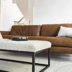 Lulu And Georgia Bouclé + Textural Fabric Elle Ottoman